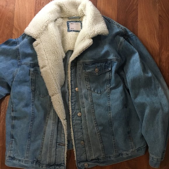 ASOS Curve Jackets & Blazers - ASOS Curve Denim Borg Jacket in Midwash Blue